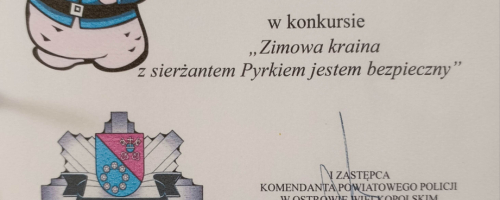 LAUREATKA KONKURSU "ZIMOWA KRAINA Z SIERŻANTEM PYRKIEM JESTEM BEZPIECZNY"
