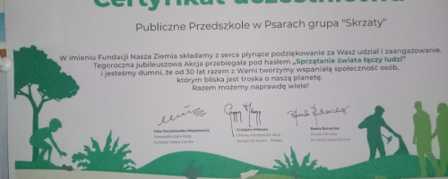 Akcja Sprzątanie Świata - Certyfikat